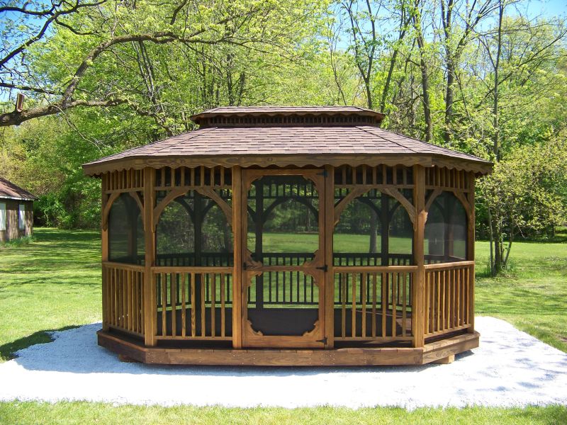 Octagon and Oval Wooden Gazebos From Amish Swings & Things